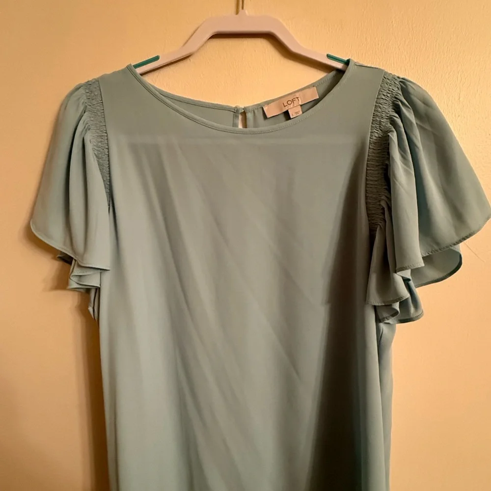 LOFT Ruffled Flutter Sleeve Blouse - Picture 3 of 4